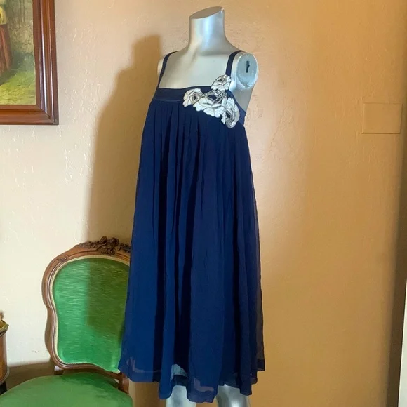 French Connection Dresses | Nwt French Connection Andaman Strappy Silk Dress. Sz 2 | Color: Blue/Silver | Size: 2 | Bonaespinoza123's Closet